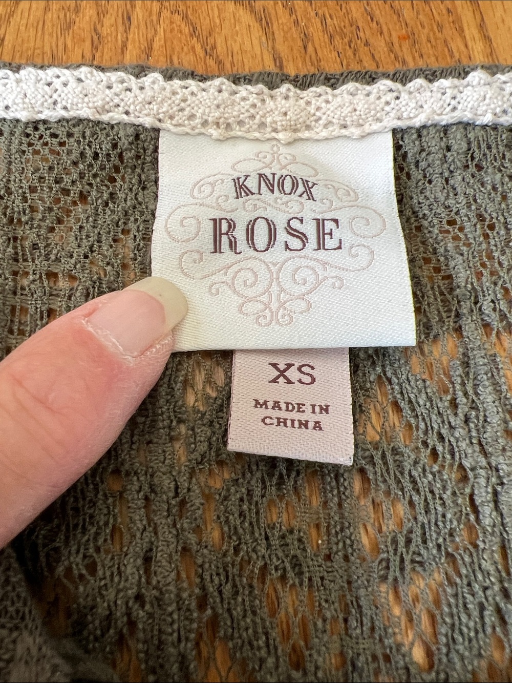 Knox Rose Lace-Up Ribbed Long-Sleeve Top in Olive Green Size XS - Picture 6 of 9